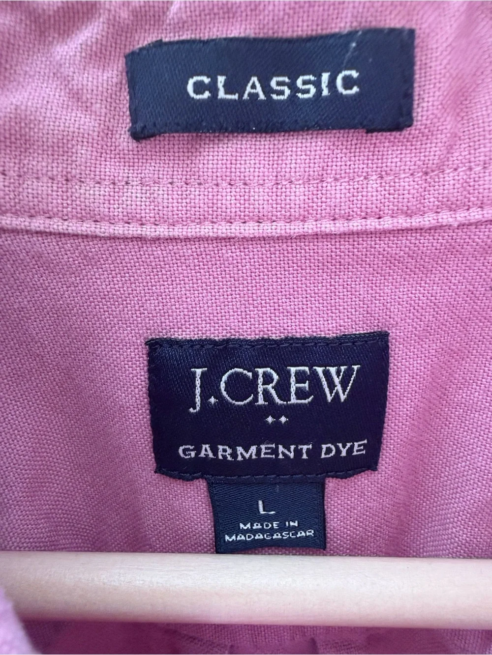 J.CREW Men's Classic Fit Garment Dye Pink Cotton Button-Down Shirt L